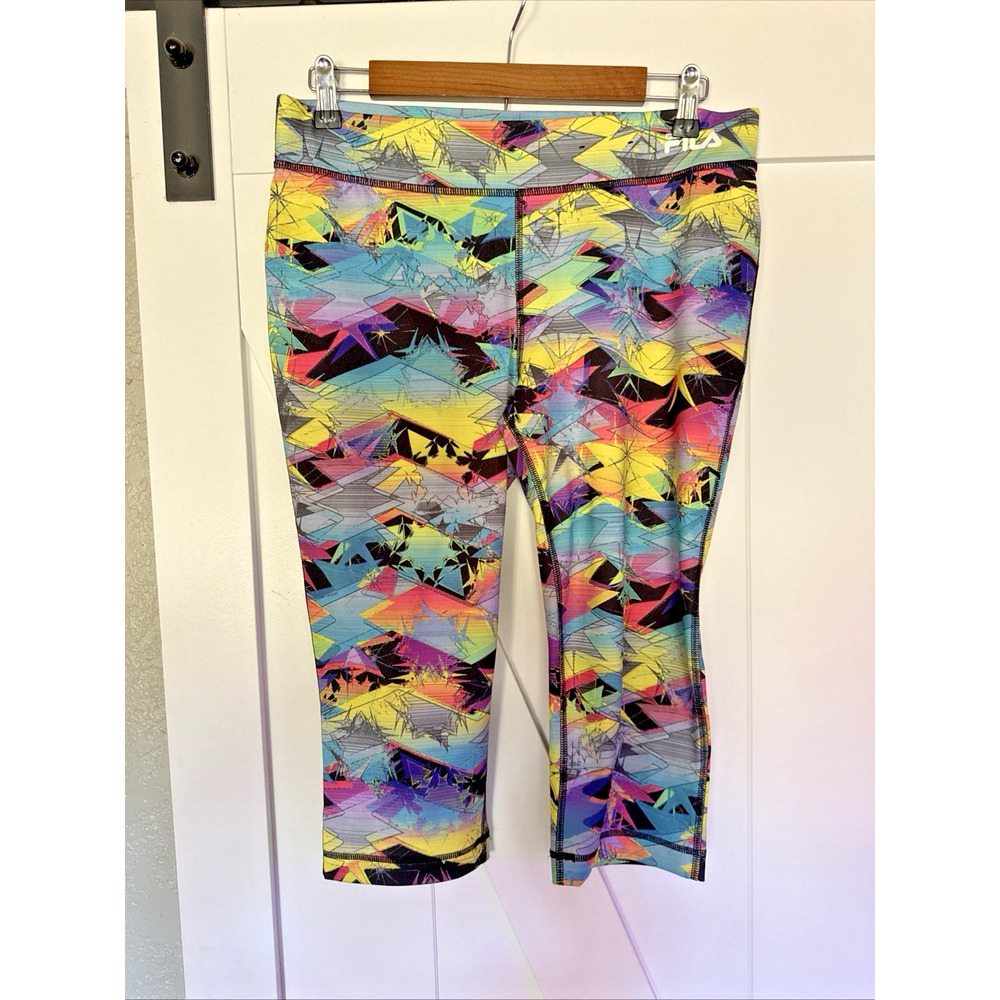 Fila Sport Running Capri Pants Womens Size M 30x17 Colorful Abstract‎